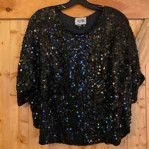 Vintage Royal Black Sequin Top